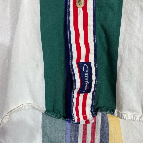 Vintage 90s Catalina Striped Button Up Shirt Medium - Picture 9 of 9